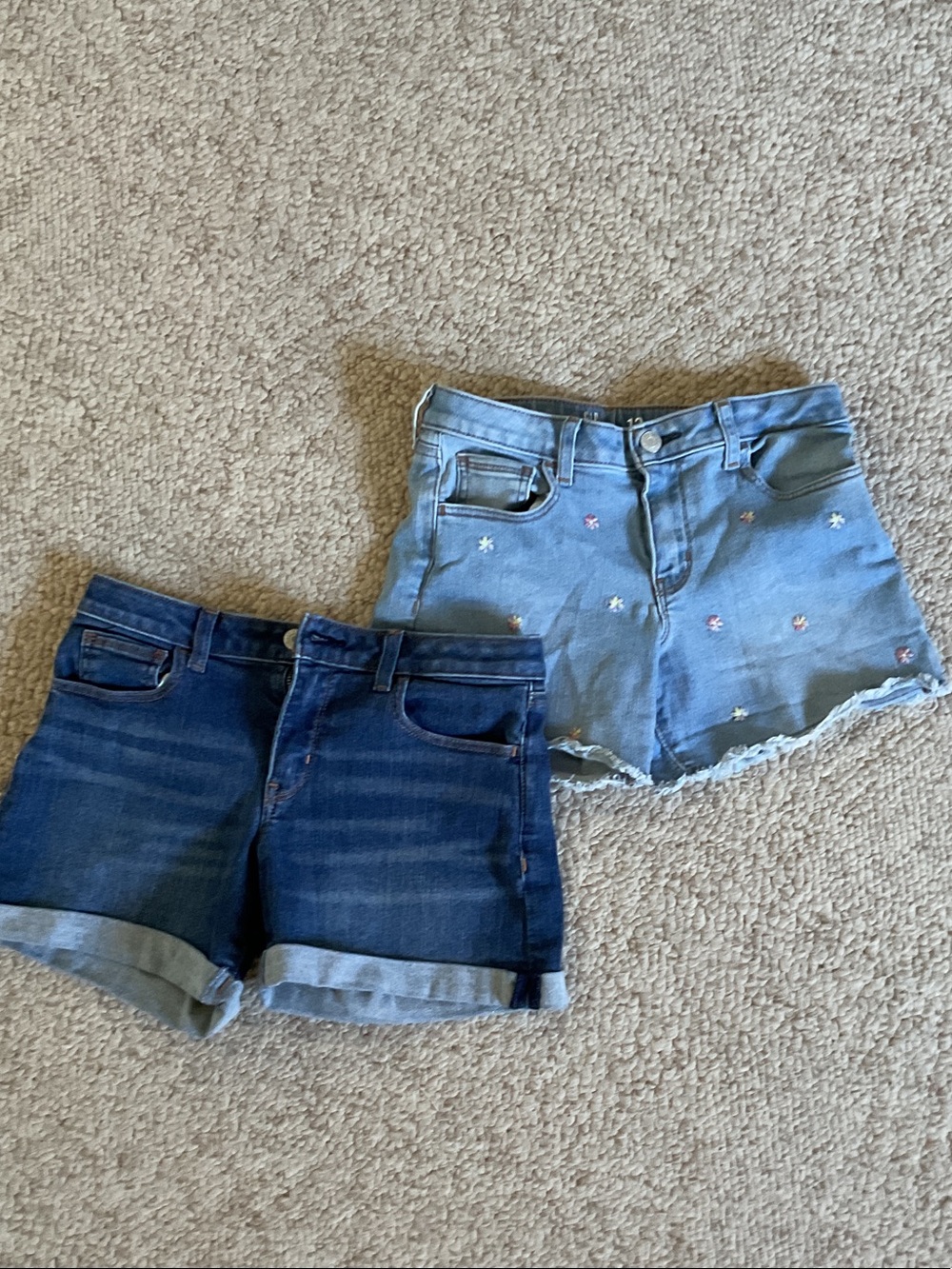 GAP Light Blue Embroidered & Dark Blue Denim Short Duo